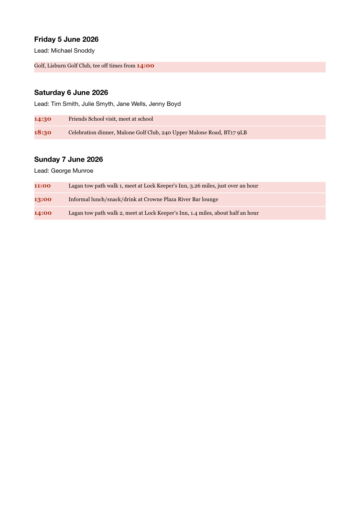 Summary of reunion activities 4–7 June 2026, page 2