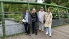 On John Luke footbridge with the Lagan flowing downstream, left to right